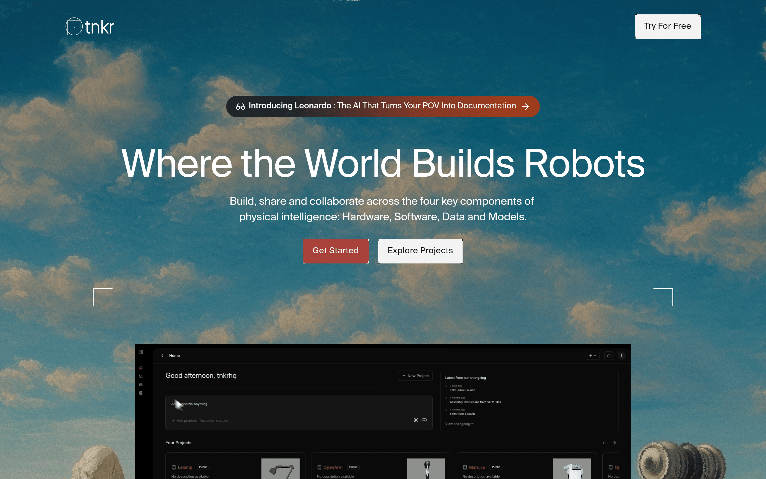 tnkr.ai - where the world builds robots screenshot